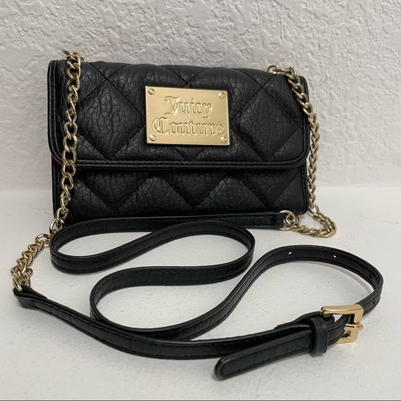 Juicy Couture 🌹 Black Quilted Wallet Crossbody with Adjustable Chain Strap - Picture 2 of 9